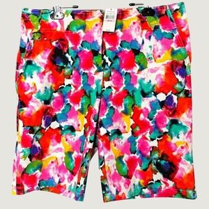 NWT IZOD GOLF Floral Multicolor Abstract Print Stretch Shorts 10 Outdoor Sport